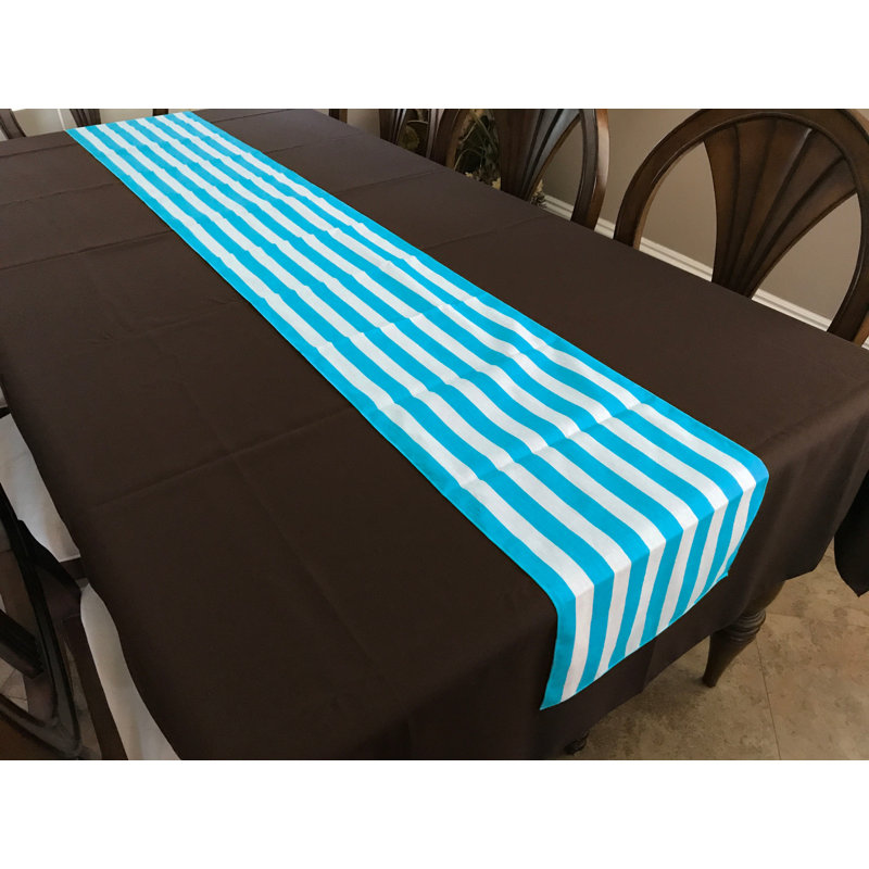 Stripes Print Table Runner, 72" Runner, Turquoise, 24"