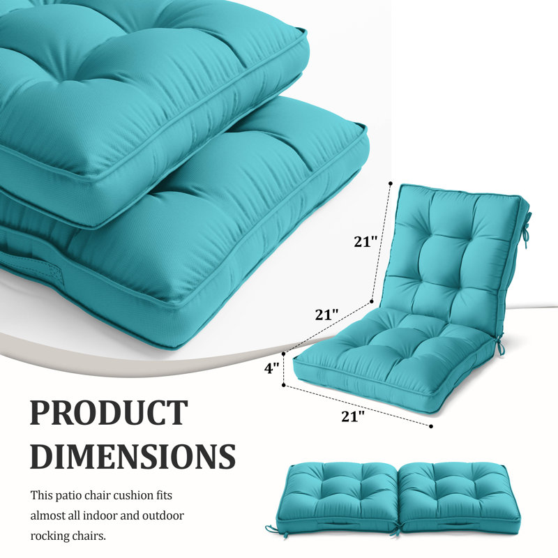Outdoor/Indoor Seat / Back Cushion, Lake Blue, 21” W x 21“ D 