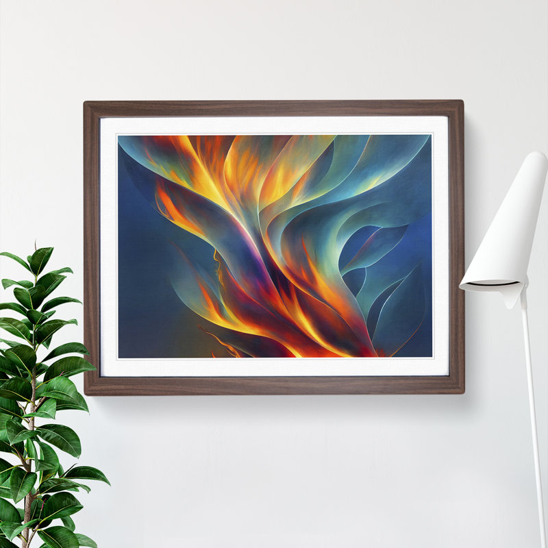 Revered Modern - Single Picture Frame Painting, 46cm H x 64cm W x 2cm D, Walnut Framed
