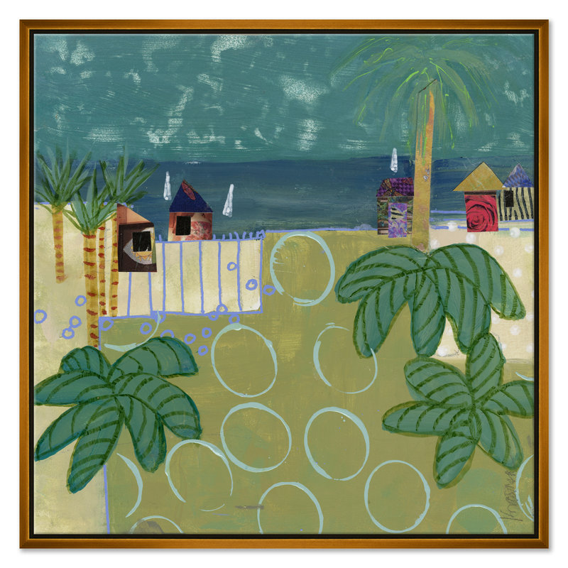 Beach Cottage by Jill Krasner - Single Picture Frame Painting on Canvas, Gold