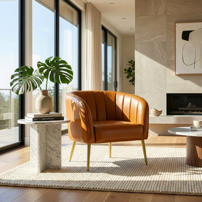 Gjylnaze Faux Leather Barrel Chair