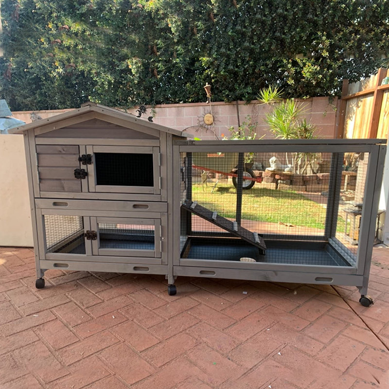 Weather Resistant Rabbit Hutch, Gray