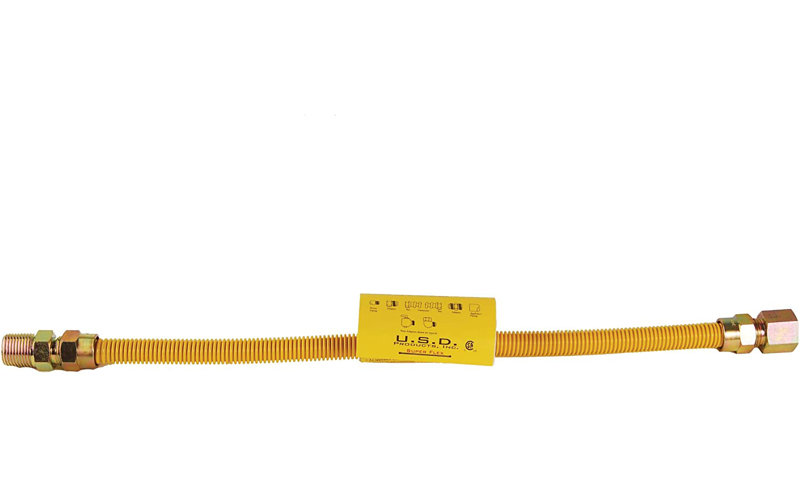 Avalon SS Flex Gas Line 3/8Â X 24Â Yellow W/ 1/2ÂMIP X 1/2ÂFIP Ends
