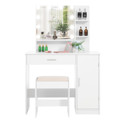 Ensemble coiffeuse avec tabouret et miroir Dasher