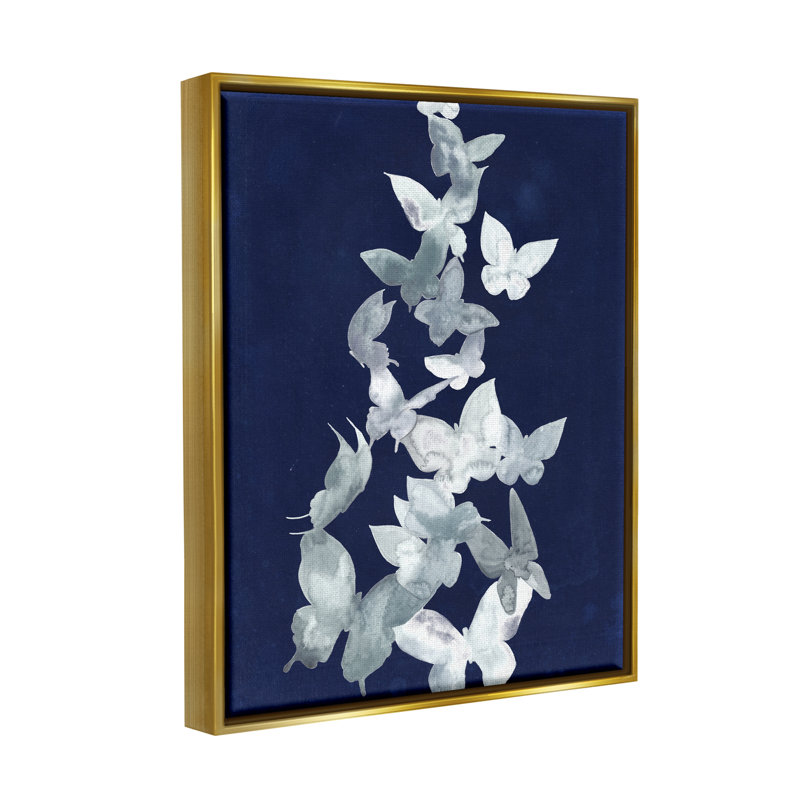«August Grove®», art abstrait sur toile encadrée de papillons par Grace Popp, H 21 po x l 17 po x P 1,7 po