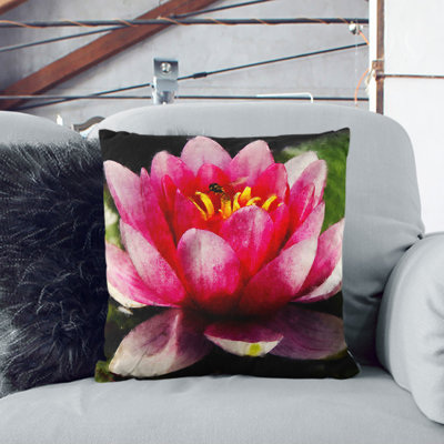 Pink Water Lily Flower Vol.3 Painting Square Throw Cushion