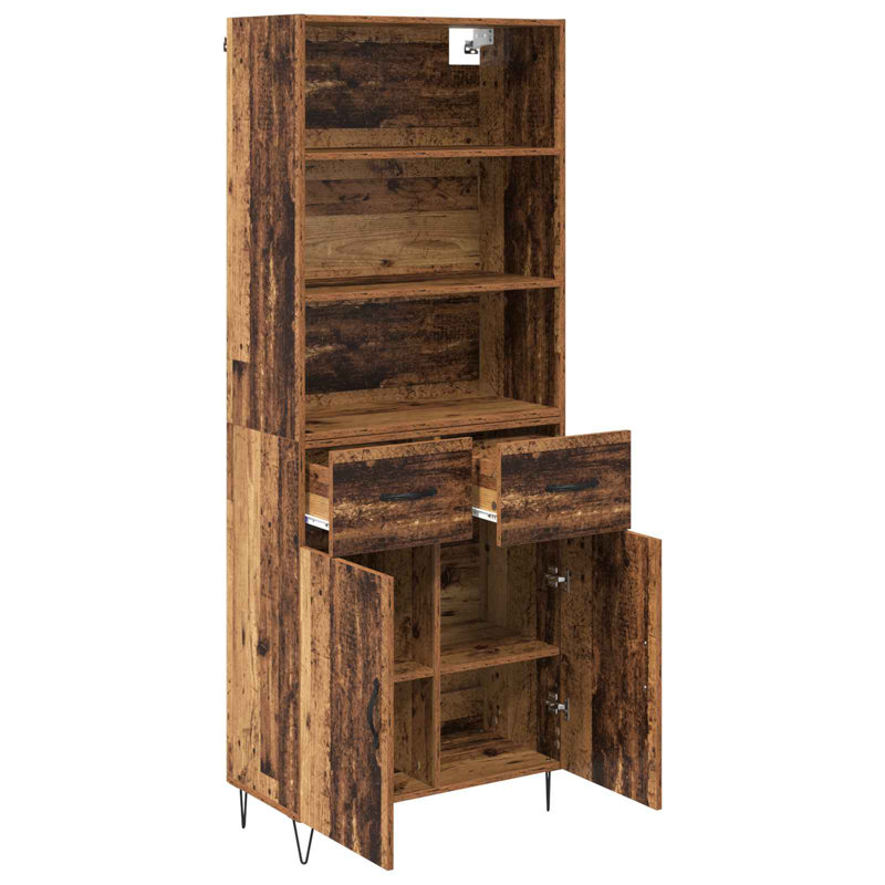  Highboard Old Wood 69.5 X 34 X 180 Cm Engineered Wood, Old Wood