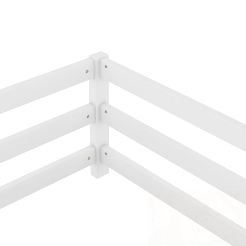 Lit simple au sol avec clôture, Blanc