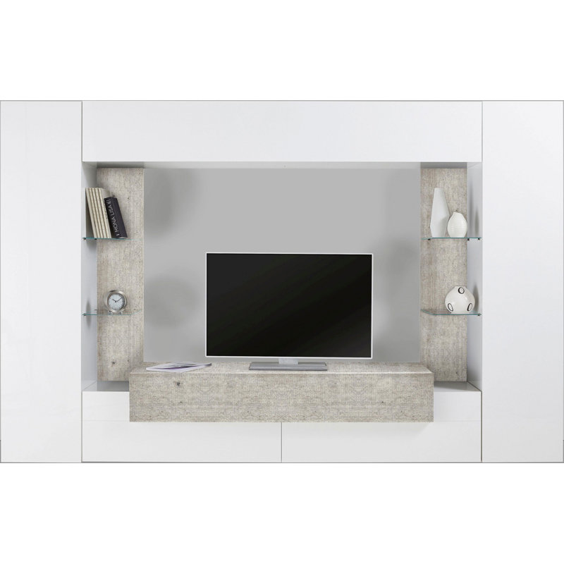 Kirsty Unfinished Entertainment Centre for TVs up to 65", White/Cement
