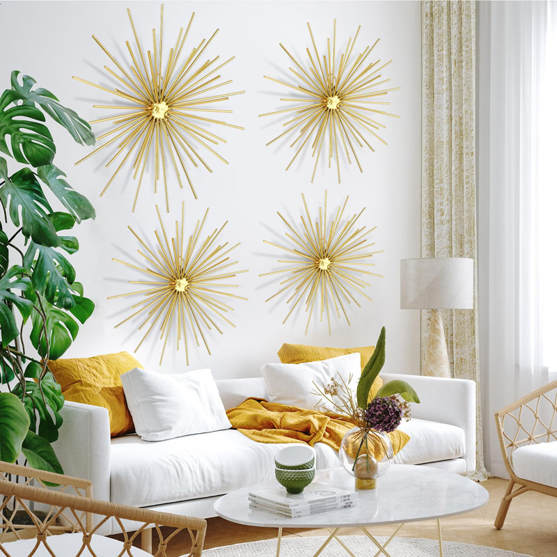 Metal Starburst Wall Decor 4 Pcs