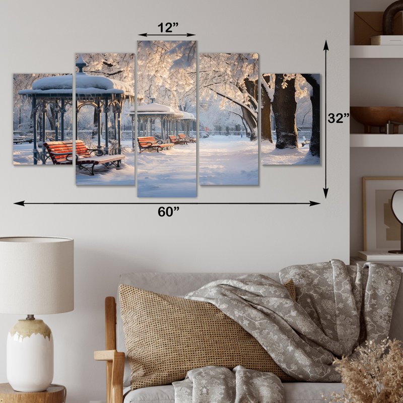 «Snowy Park Floral Canopy I - Trees Multipanel», art mural