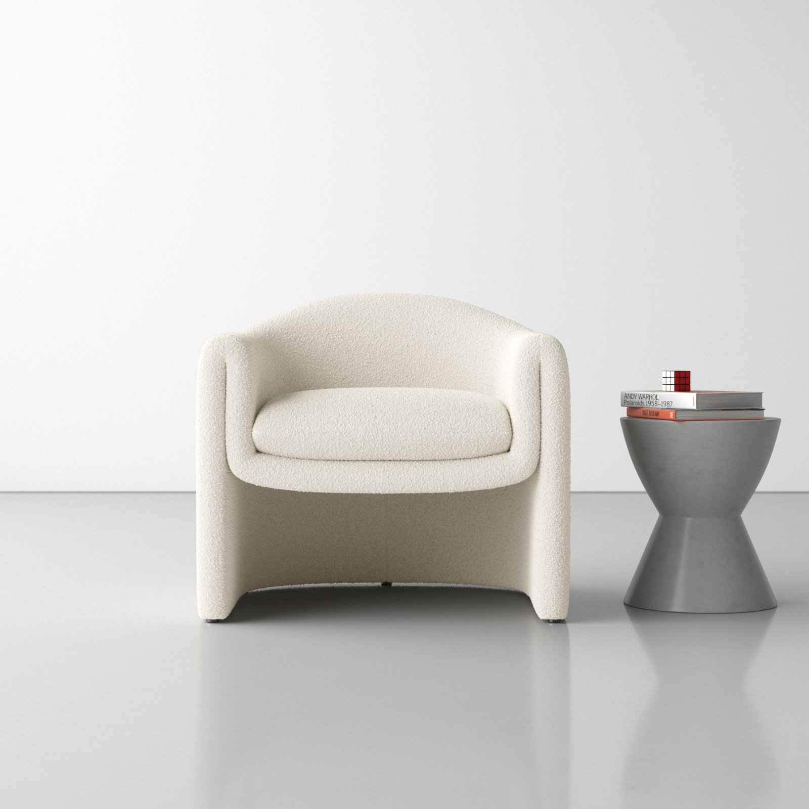 Pollman Barrel Chair, Ivory Boucle