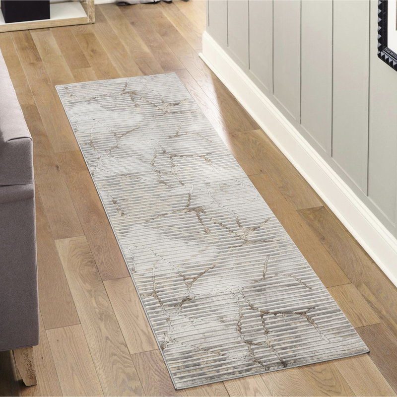 31 In. Wide And Grey Runner Rug With Casual Aesthetic X 118 Abstract Area For Pet - Areas
