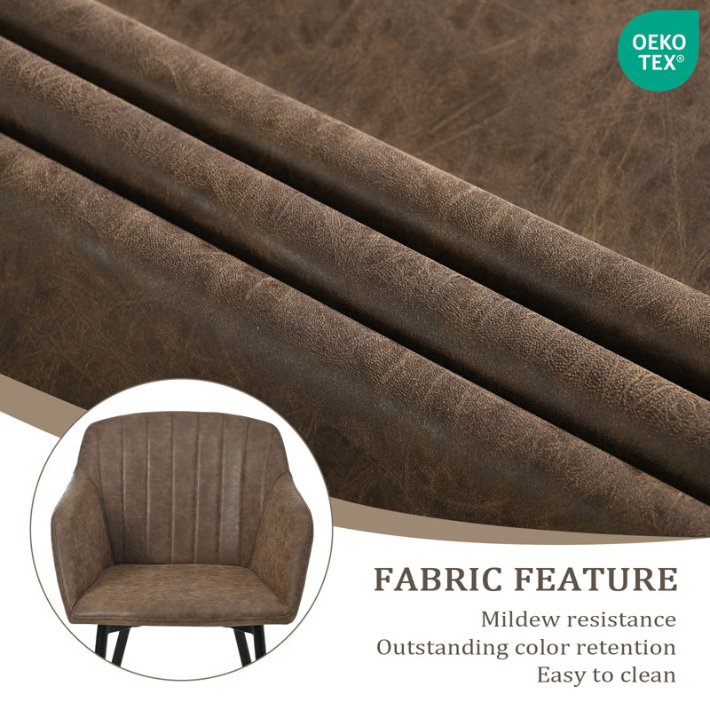 Modern Faux Leather Upholstered Dining Chairs with Metal Legs, Dark Brown PU, 6