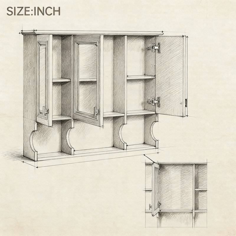 Armoire à pharmacie de salle de bain murale 35 "x 28" avec miroir, armoire de rangement moderne avec tablettes réglables