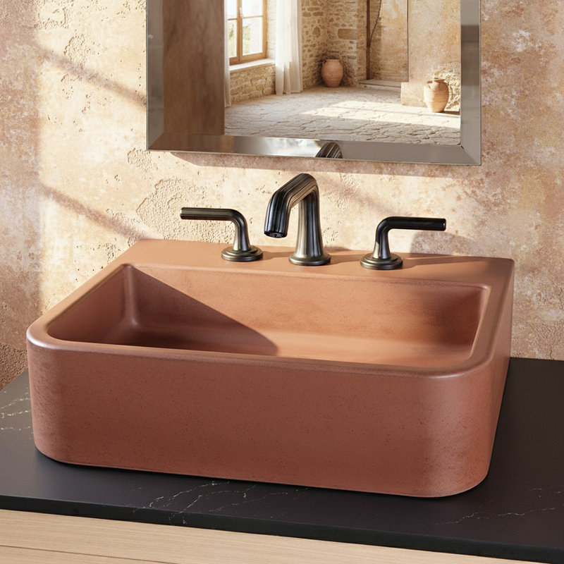 Newterra 22" Undermount/Wall/Vessel Bathroom Sink, Brick, Widespread