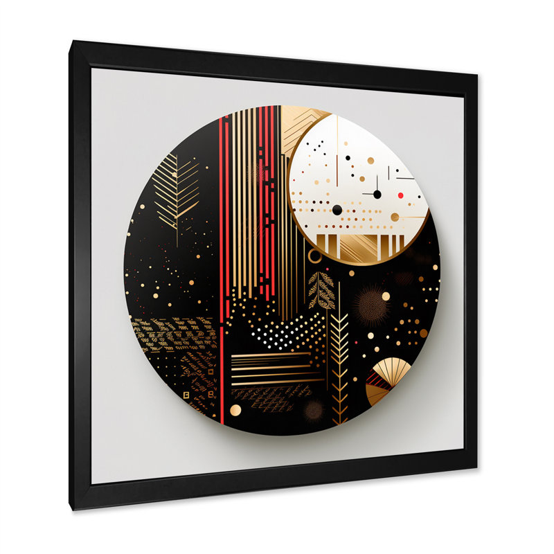 Boho Chic Daydreames géométrique cercle Art I - abstrait spirales murales, H 16 po x l 16 po x P 1 po, Cadre simple noir