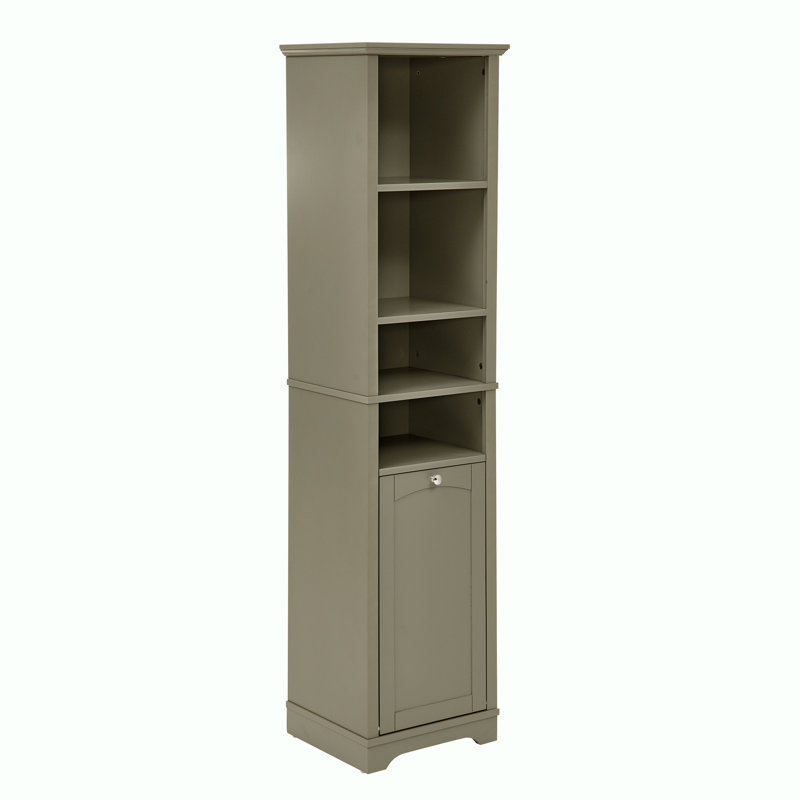 64" Tall Bathroom Storage Cabinet with  4 Adjustable Shelves, Grey