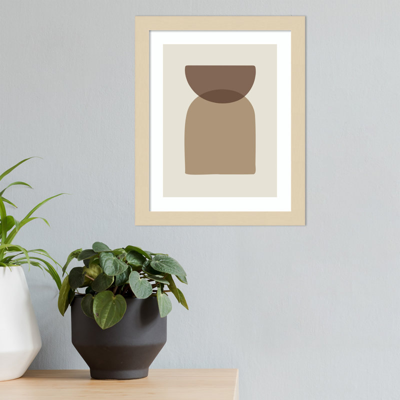 Arch Half Moon Abstract by The Creative Bunch Studio, 25" H x 21" W, Brown Framed