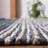 Exley Vintage Leather Hand Woven Leather Cotton/Jute Striped Rug in Dark Gray-1084513796