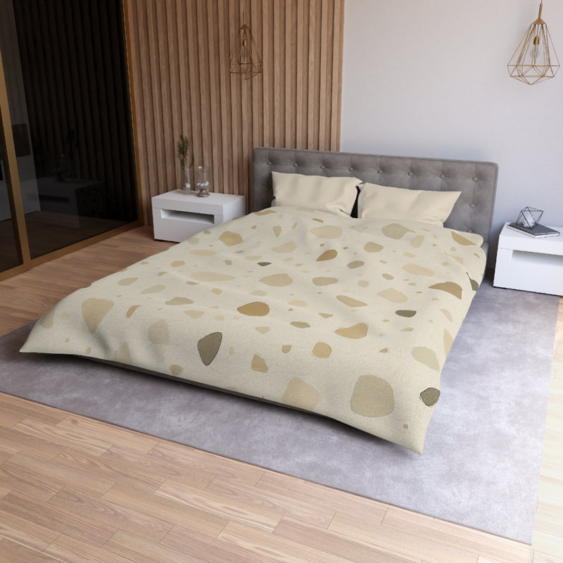 Microfiber Duvet Cover Boho Style, Design 38, Queen Duvet Cover, Cream