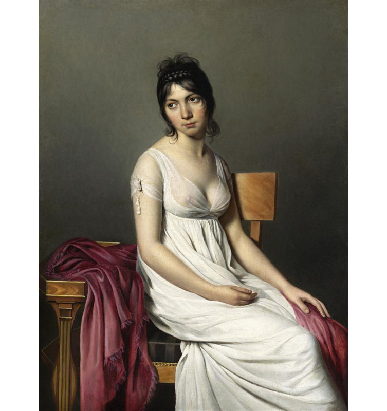 «Portrait of a Young Woman in White» par Jacques Louis David - Art mural sur toile tendue avec châssis, H 40 po x l 28 po