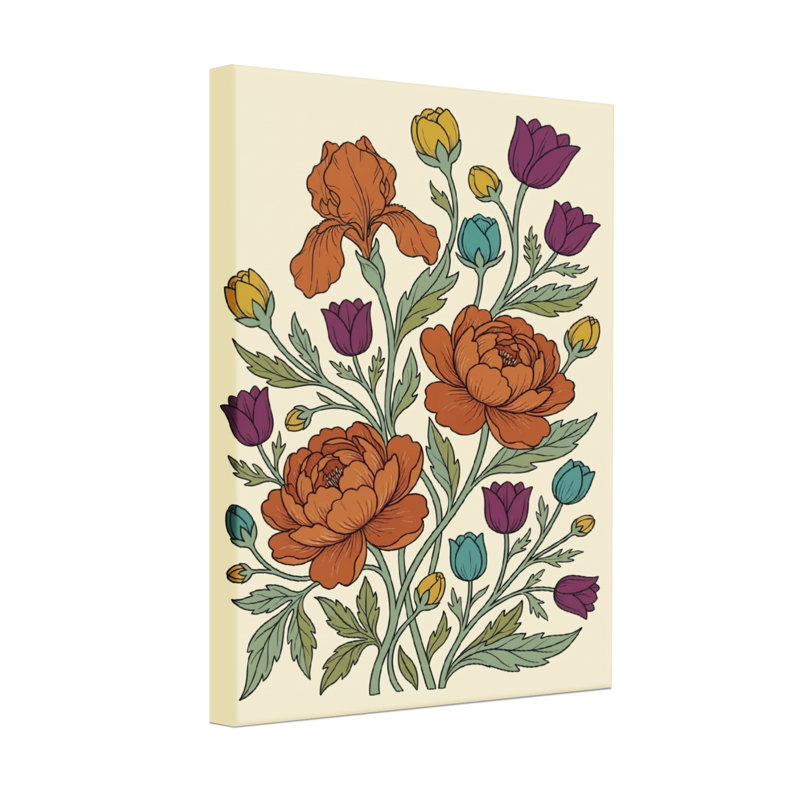 Arrangement floral de plantes et de fleurs aux couleurs vives et aux feuilles vertes