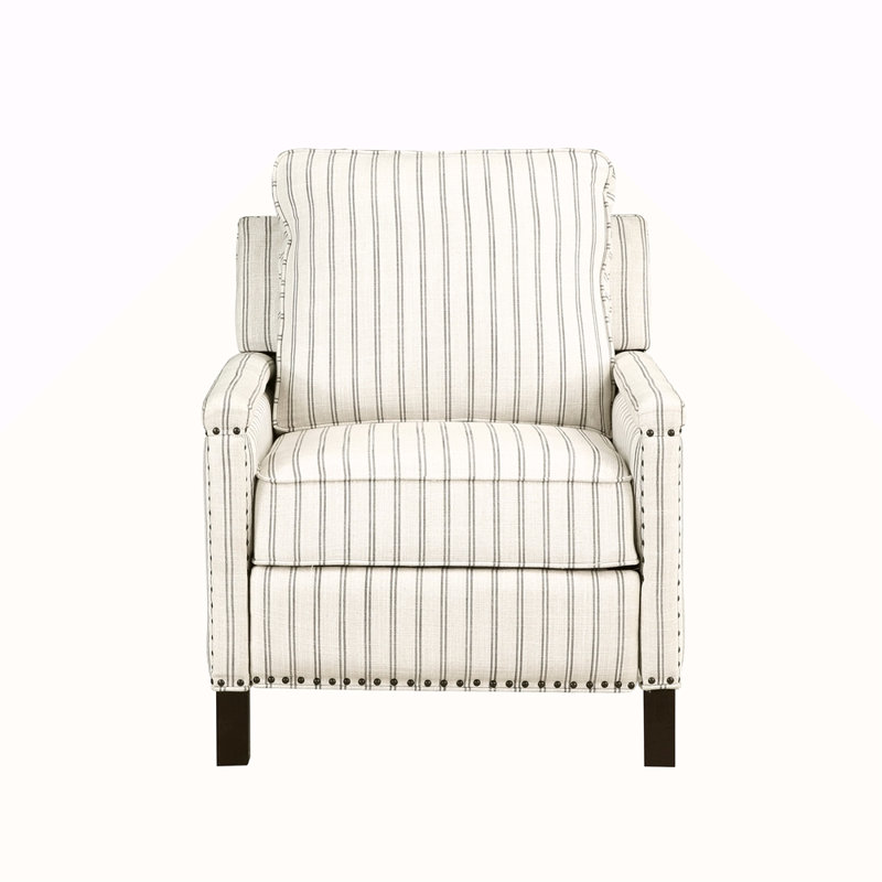 Traditional Living Room Furniture Push Back Reclining Chair 1Pc Textured Fabric Upholstery Nailhead Trim Solid Wood Frame