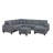 Contemporary Style 5Pc Sectional Set Left Arm Loveseat With USB Port Corner Wedges Ottoman Armless Chairs Right Arm Loveseat With Chaise Slate Gray Finish Primary Living Room-65804350