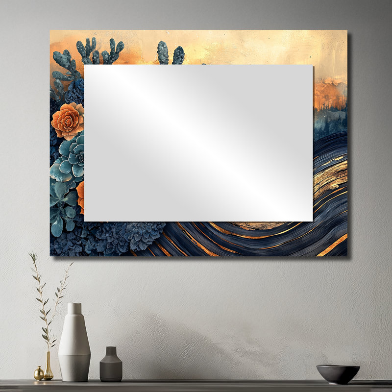 Fleurs succulentes en bois par River Landscape I - Art mural miroir floral - imprimé sur métal, 30 po x 40 po