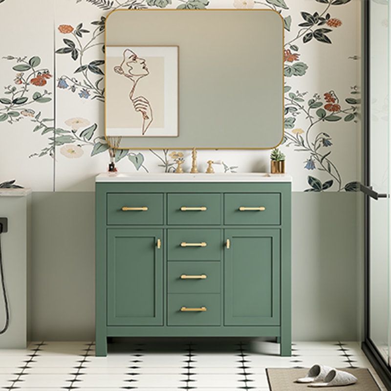 Meuble-lavabo 36 po avec lavabo en céramique, Green