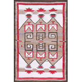 Flat Weave Antique Small Scatter Size Gray Navajo Native American Wool Rug