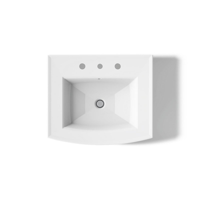 Archer® Vitreous China Rectangular Pedestal Bathroom Sink with Overflow, 8'' Centers, White