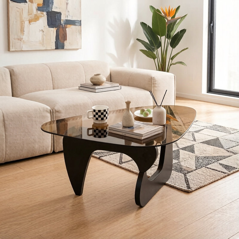 Table basse 35,8 po, 35.8" W X 25.6" D X15.7"H, Brown/Black