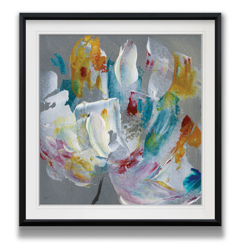 «Tye Dye Flower», reproduction sur toile, H 17,5 po x l 17,5 po x P 1,5 po, Cadre noir