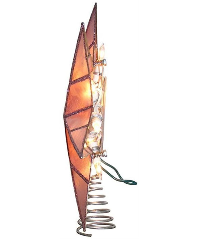 10-Light 7-Point Capiz Star Tree Topper, Pink