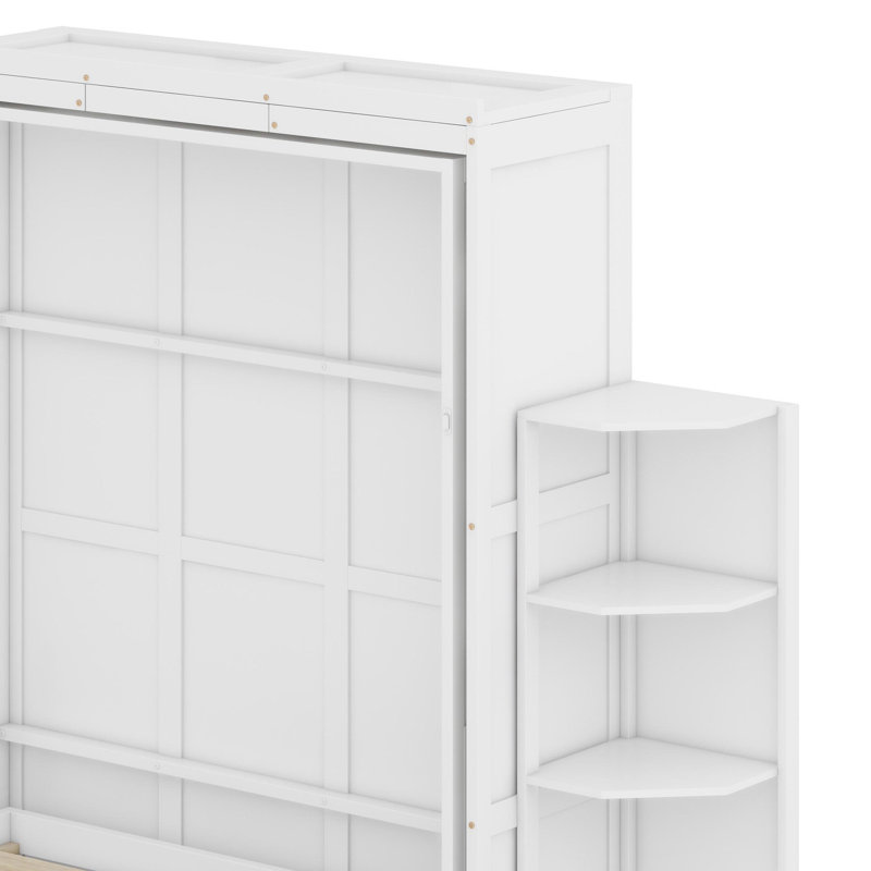Lit escamotable avec armoire murale cachée, Blanc