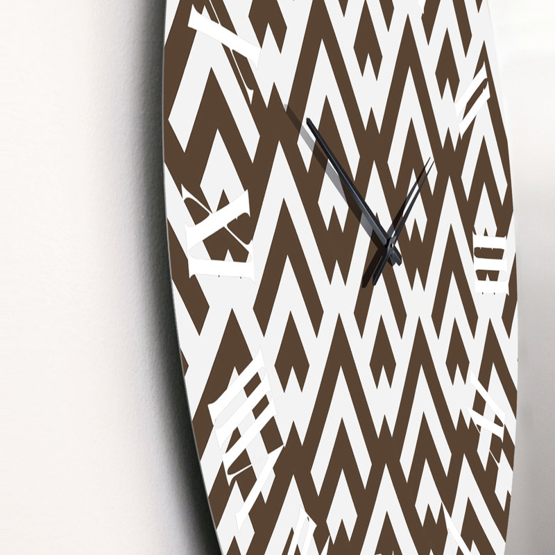 Géométrie triangulaire brun foncé - horloge murale moderne, Moyen