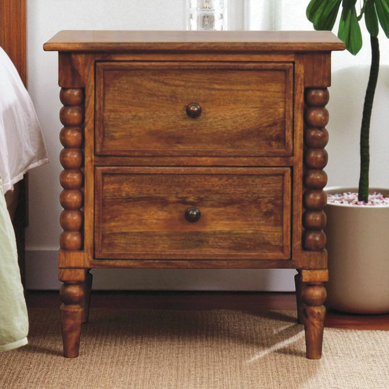 55cm W Solid Wood Bedside Table