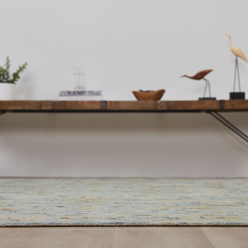 Wool Area Rug, Runner 2'6" x 10', Beige/Blue