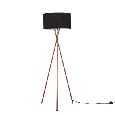 Mishler 155cm Camden Tripod Copper Floor Lamp with Large Reni Shade