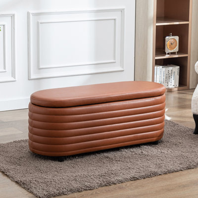 Danelys Storage Ottoman Bench Upholstered Fabric Storage Bench End Of Bed Stool With Safety Hinge For Bedroom, Living Room, Entryway by Latitude Run