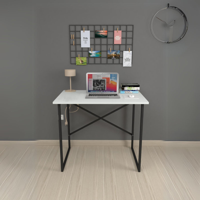 Aistis Rectangle 90cm L Computer Table, White