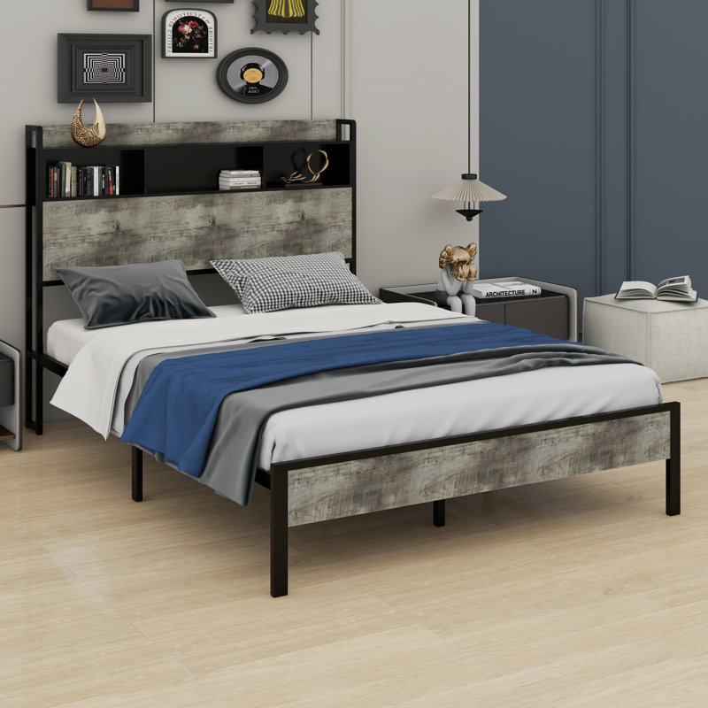 Lit plateforme avec rangement et accessoires, Double 