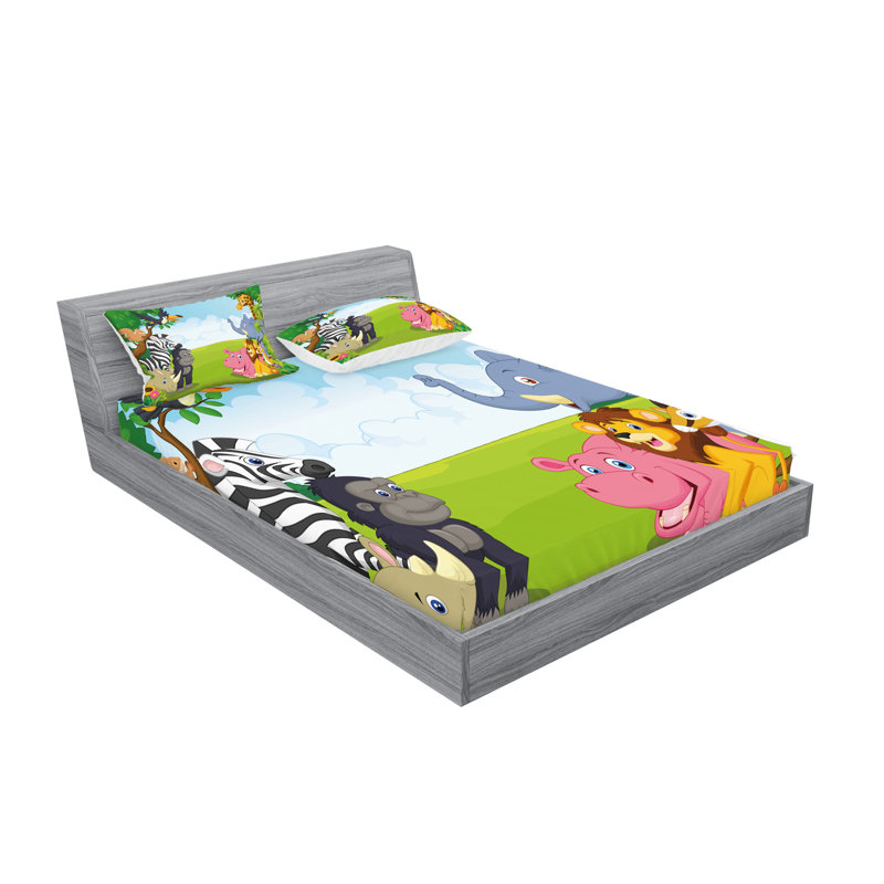 Multicolore ensemble de draps et taies décoratives pour animaux Ambesonne, Calking Sheet Set + 1 Fitted Sheet + 4 Pillowcases