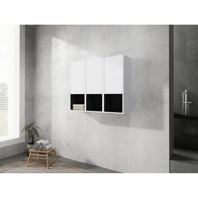 Steinmann 12" Bathroom Side Cabinet,3-Soft Close Doors,Float Mounting Design