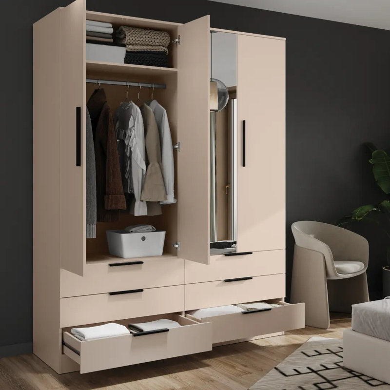 Manufactured Wood Wardrobe, Beige