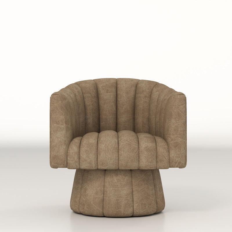 Murrow Upholstered Swivel Barrel Chair, Deep Apricot Polyester