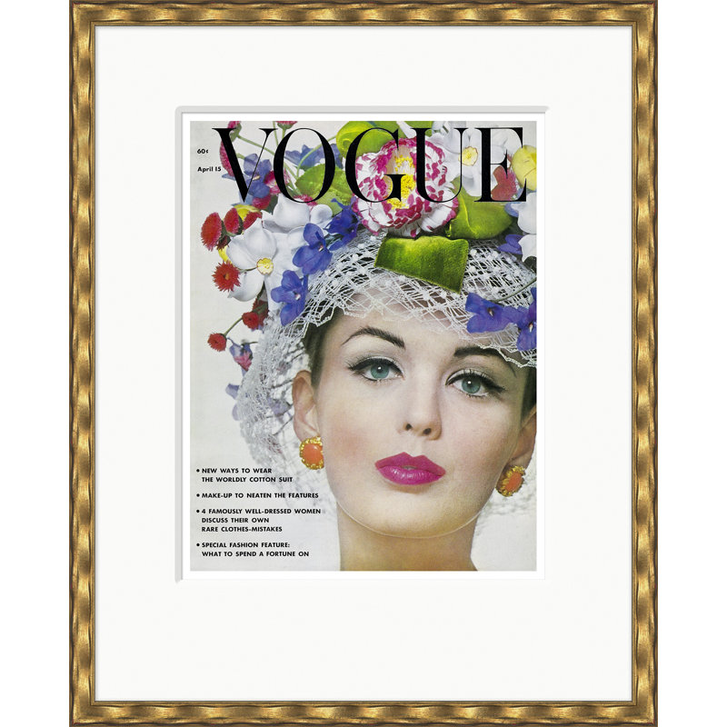 Vogue Cover, Dorothea McGowan In A Flowered Hat, Bert Stern, April 15, 1962 Print by Bert Stern, Gold