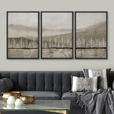 «Whispers Of The Wilderness Mountain Mist Andest Abstract Modern Bohemian Decor Living Room» 3 - Pièces sur